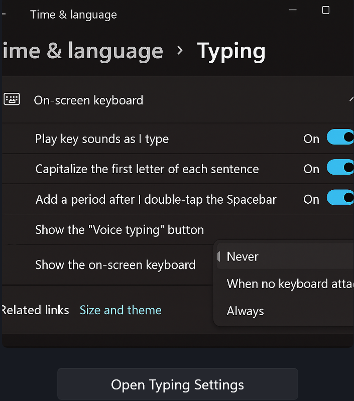 Handheld On- Screen Keyboard Popup Fix